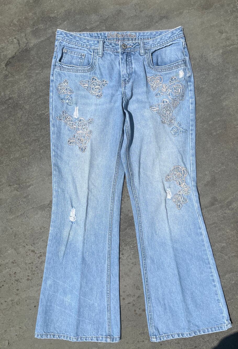 Vintage Limited Too Embroidered Rhinestone Low Rise Y2K Jeans, Size 29